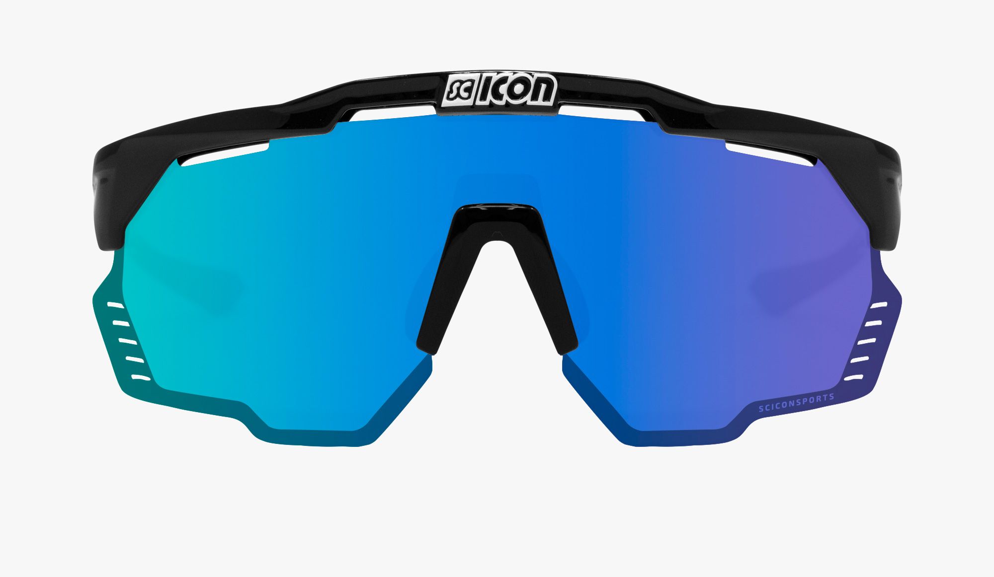 EY31030200 aeroshade kunken black gloss multimirror blue lens front