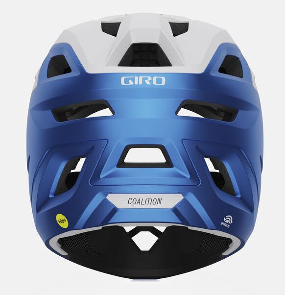 giro coalition spherical dirt helmet matte white ano blue back