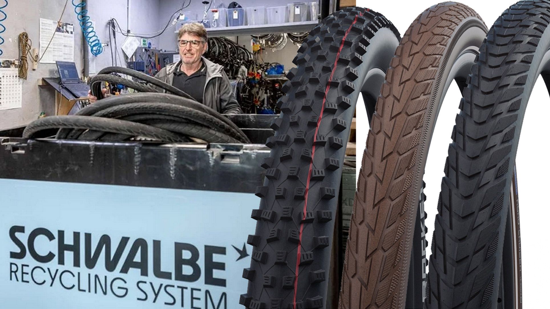 Schwalbe convierte el 70% de su gama en neumáticos reciclados