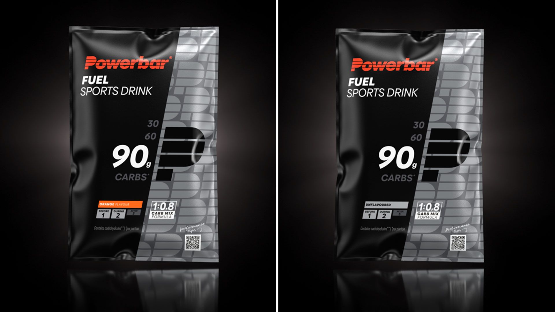 Powerbar Black Line Fuel 90 ahora en sabor Naranja y Sin Gusto.