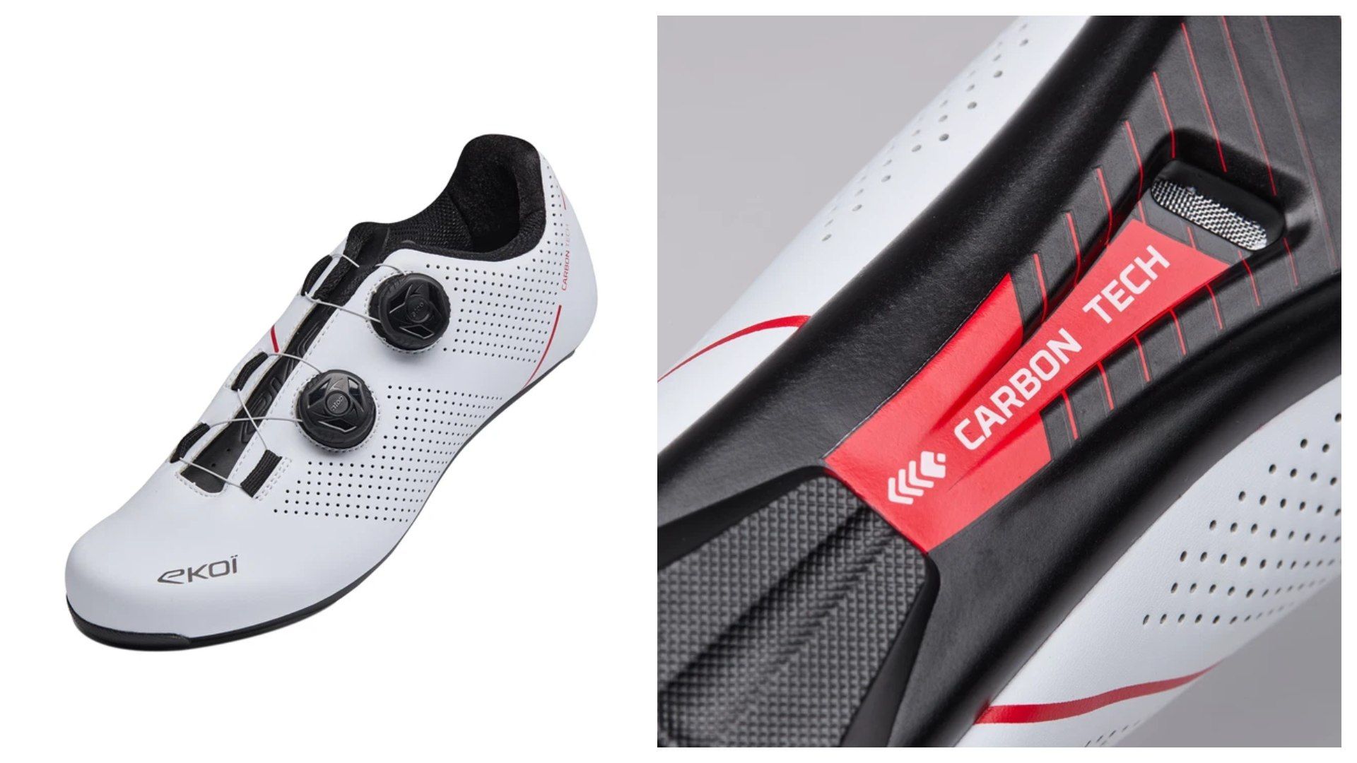 Zapatillas de ruta EKOI Perf ROAD CARBON TECH Blancas.