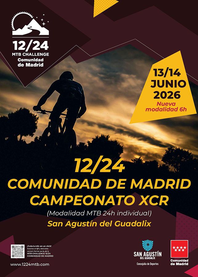 Cartel del 12/24 MTB Challenge Comunidad de Madrid. Edición 2026.