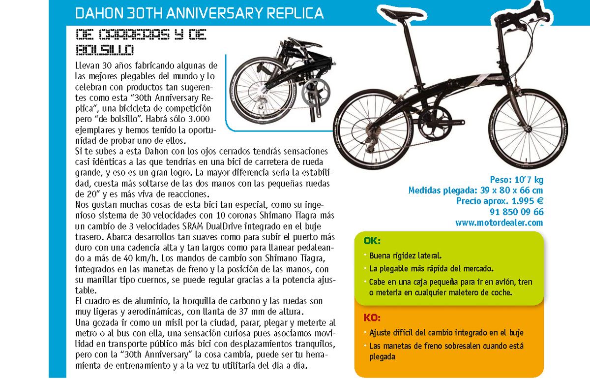 Dahon 30th anniversary en SPORTLIFE 165 enero 2014