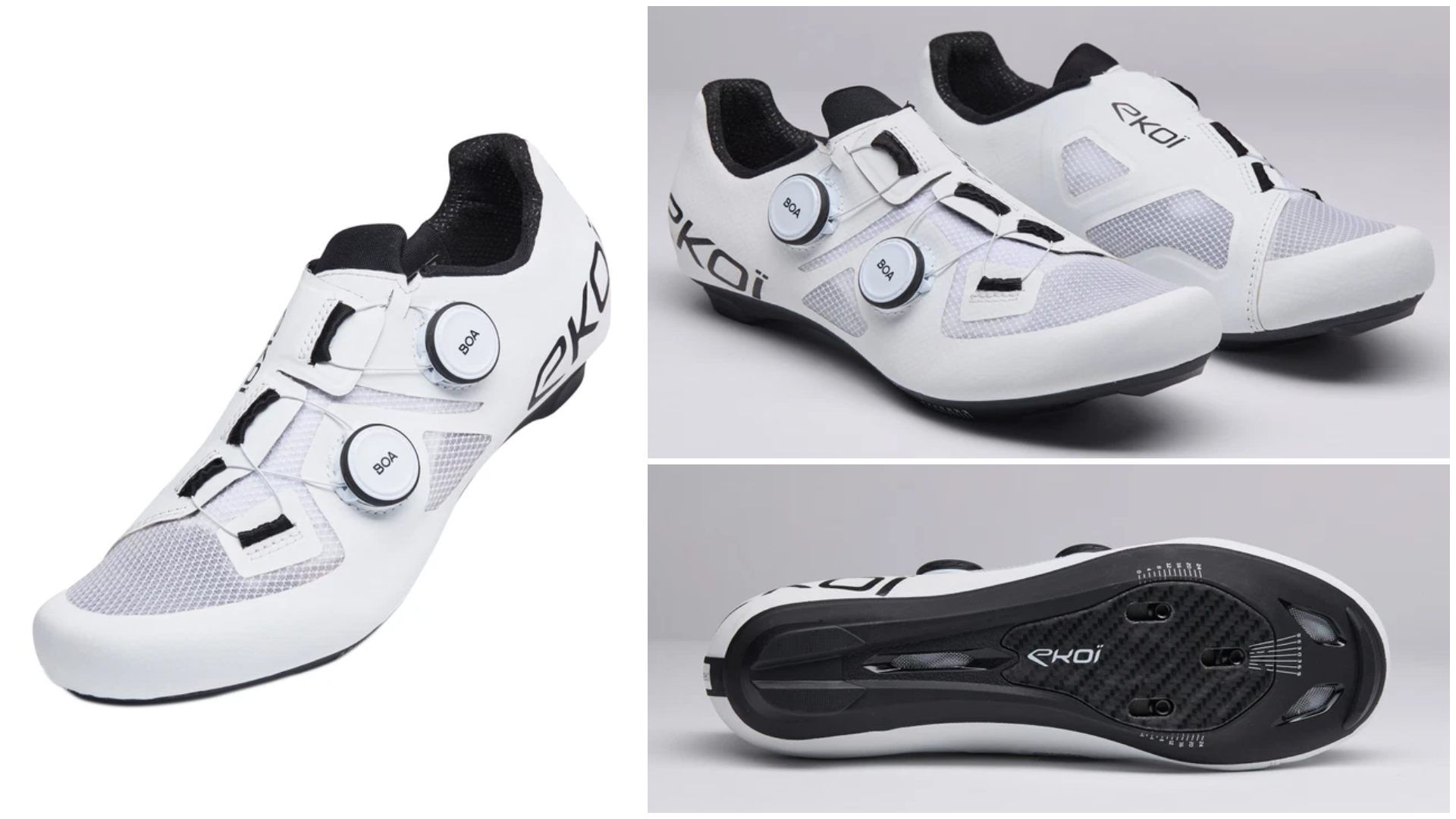 Zapatillas de carretera EKOI Perf R4 CARBON INSERT LIGHT Blancas.