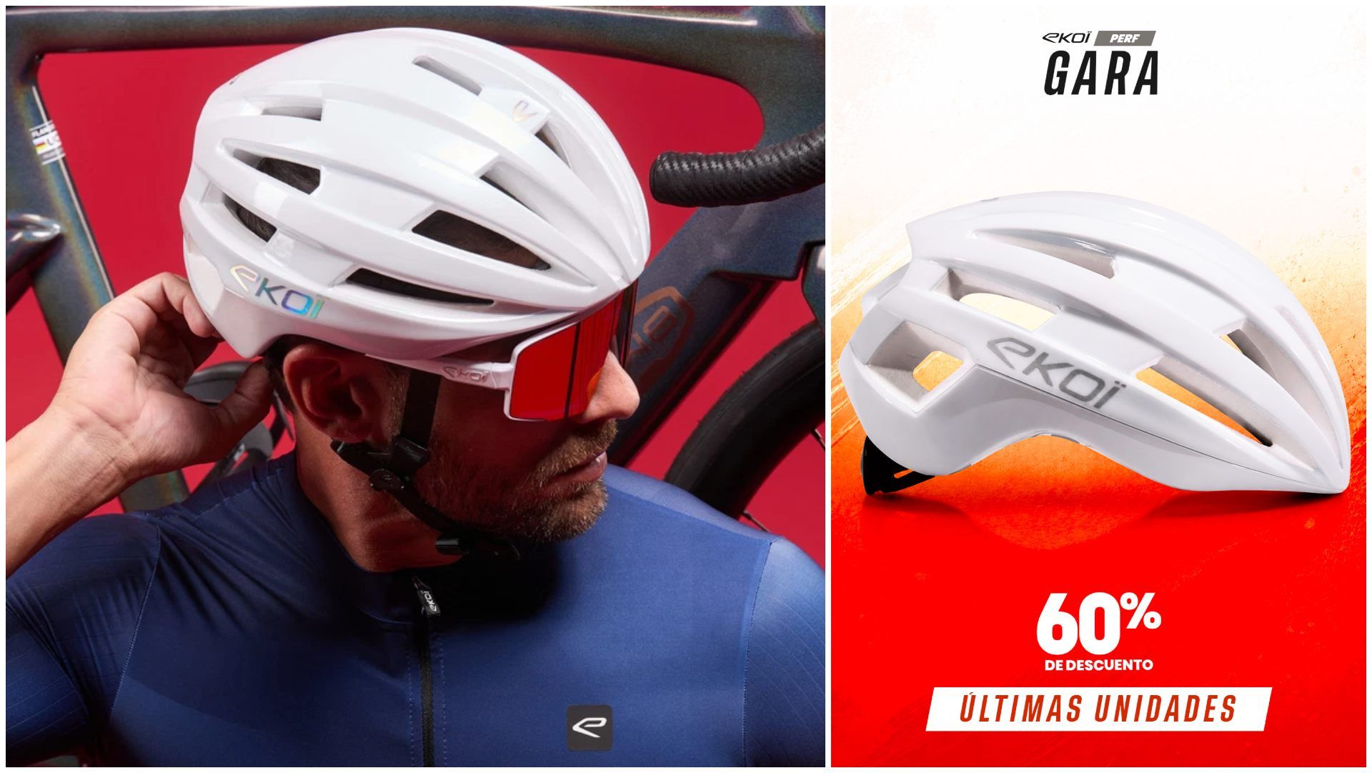 Casco EKOI Perf GARA Blanco Logo Silver Casco EKOI Perf GARA Blanco Logo Silver