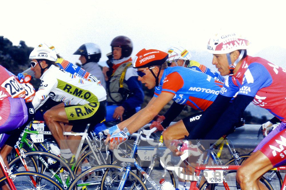 1991 - Con el equipo de carretera Motorola. Vuelta a Burgos. Foto Rafa Gómez
