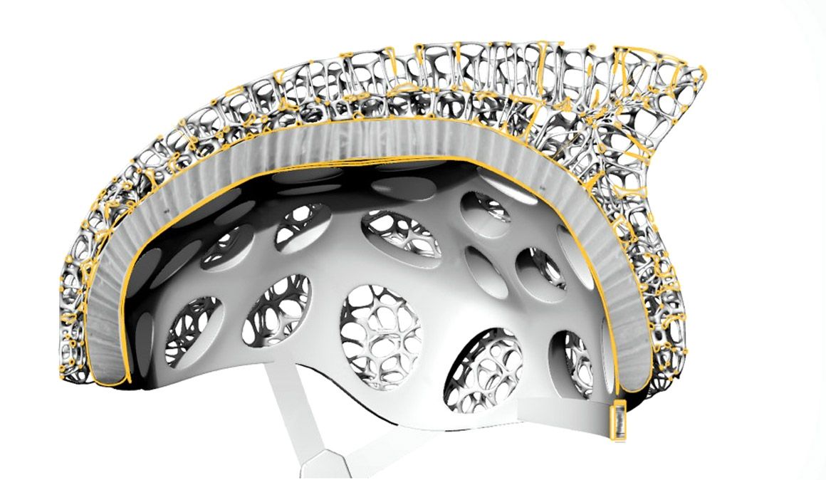 estructura casco Voronoi fabricado en impresión 3D estructura casco Voronoi fabricado en impresión 3D