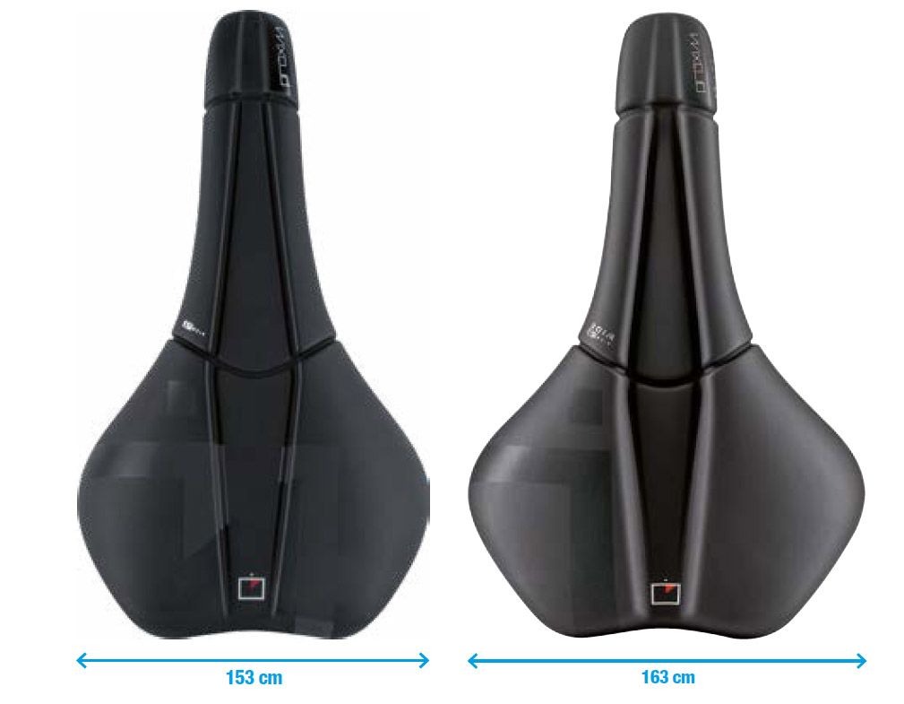 Proxim W400. El sillín de altas prestaciones para e bike y all mountain. Detalle anchuras Proxim W400. El sillín de altas prestaciones para e bike y all mountain. Detalle anchuras