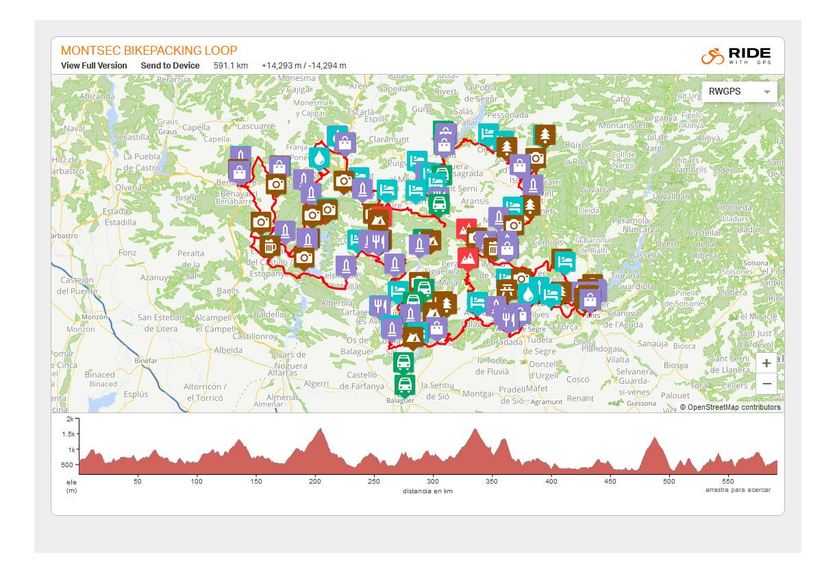 Ruta con GPS. Montsec Bikepacking Loop  perfil