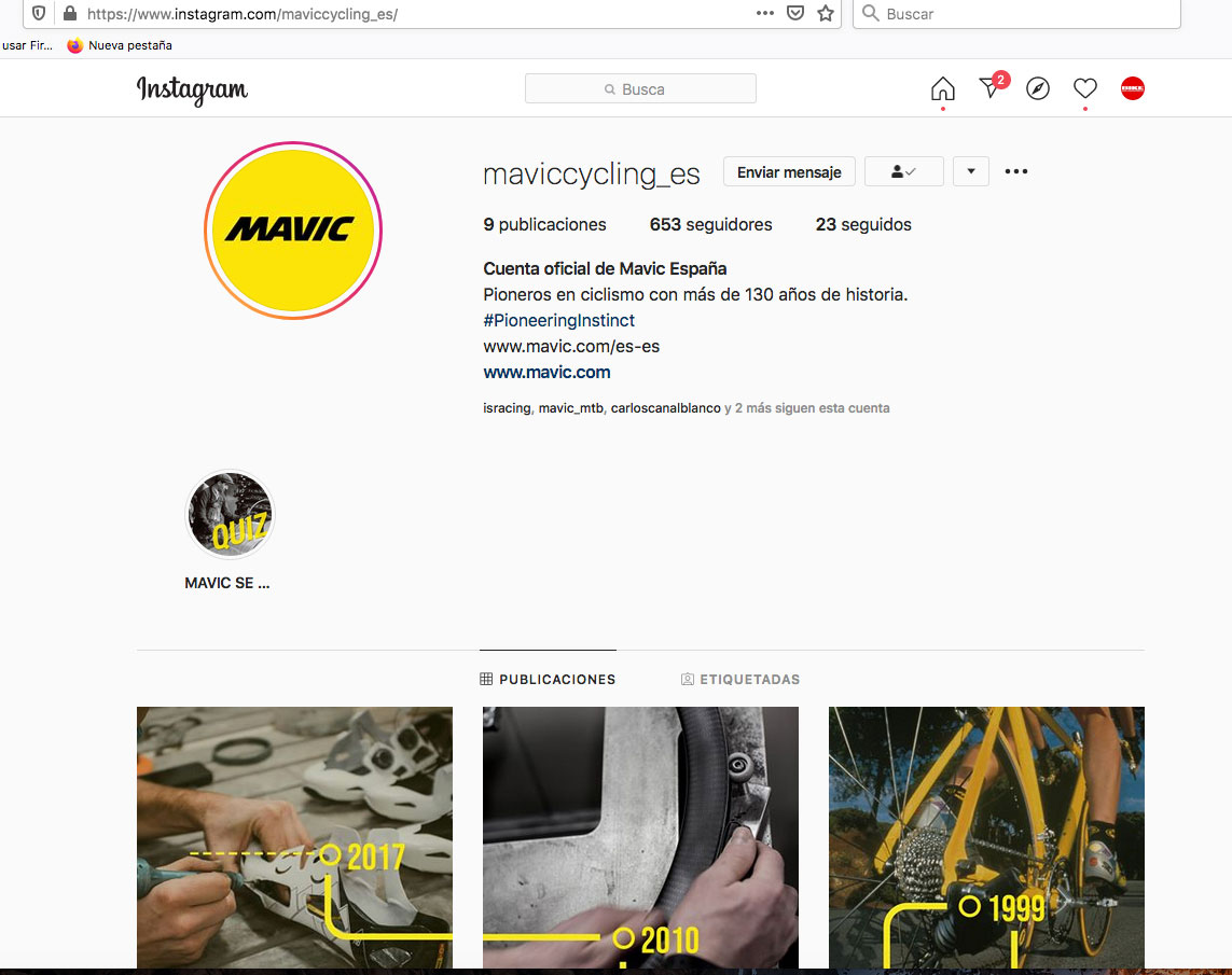 Nuevo Instagram de Mavic España